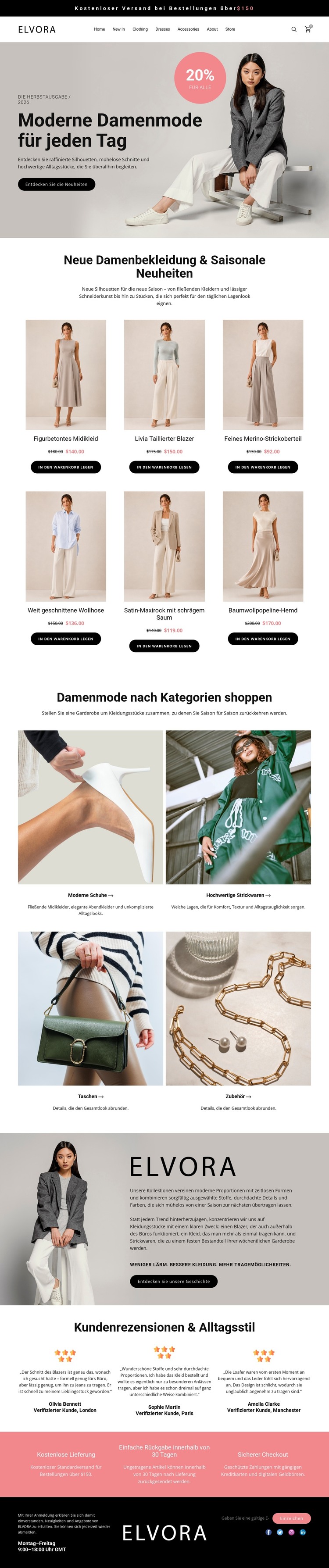 Modernes Damenmodegeschäft HTML-Vorlage