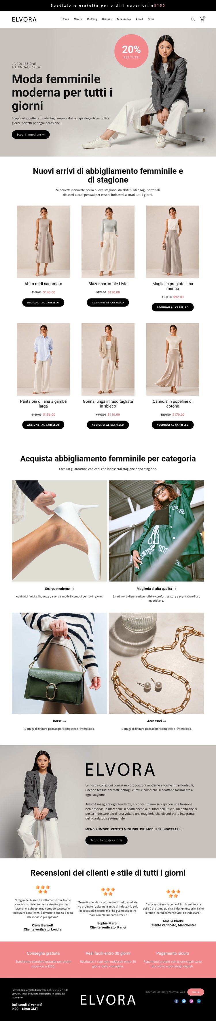 Negozio di moda femminile moderna Modello CSS