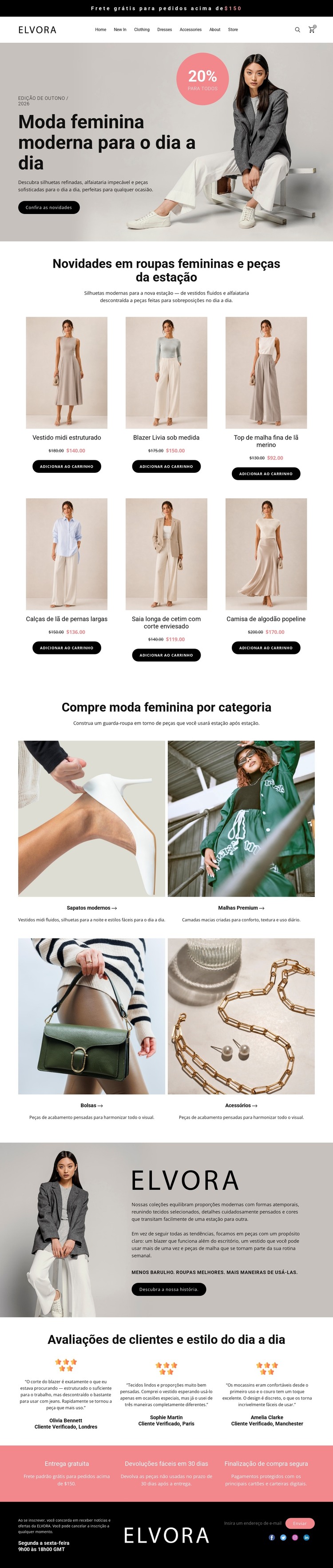 Loja de Moda Feminina Moderna Modelo HTML