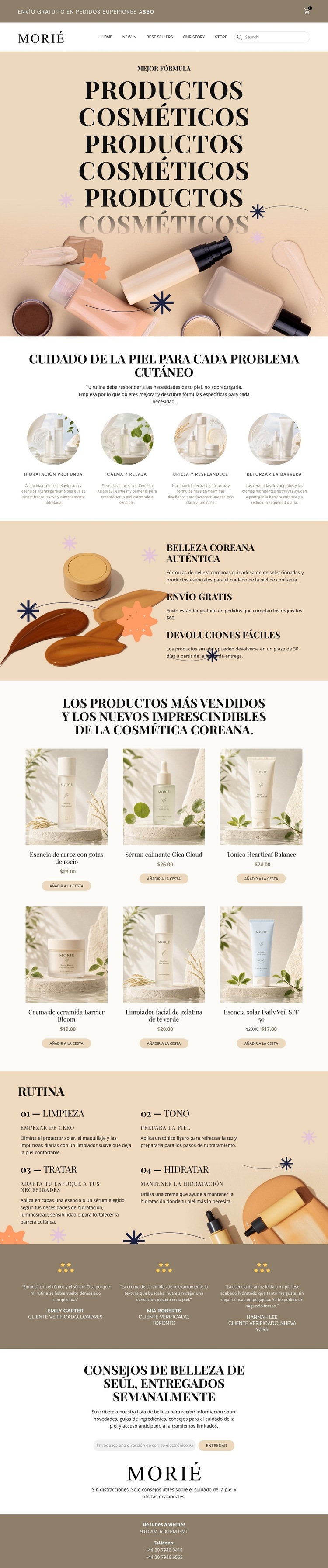 Cuidado de la piel coreano moderno Plantilla de sitio web