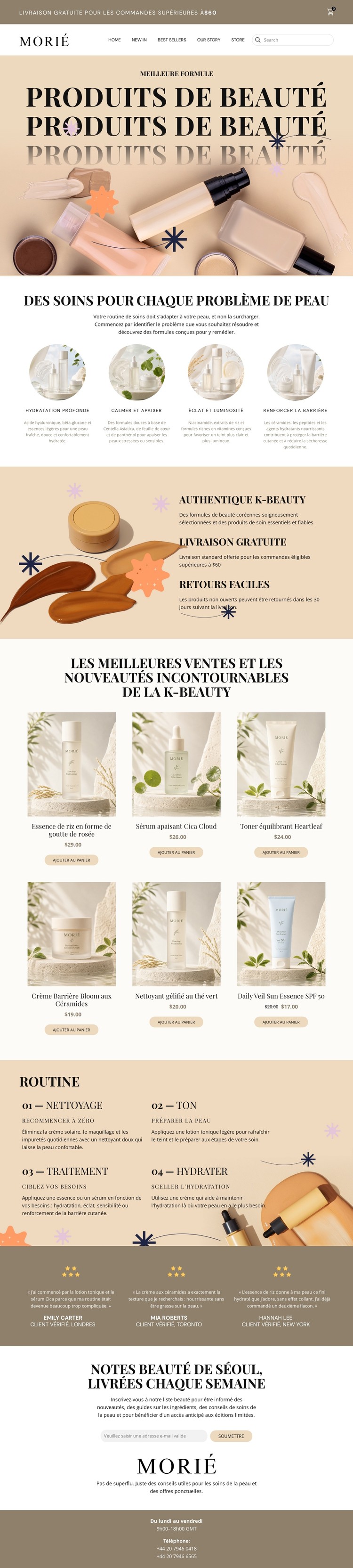 Soins de la peau coréens modernes Modèle CSS