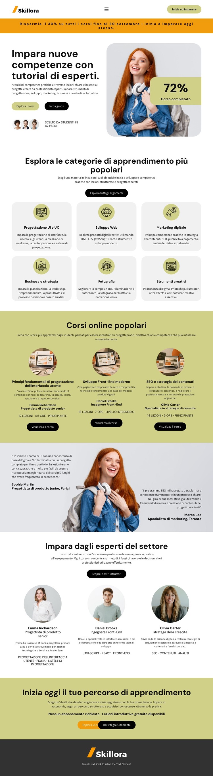 Tutorial di apprendimento online Modello HTML
