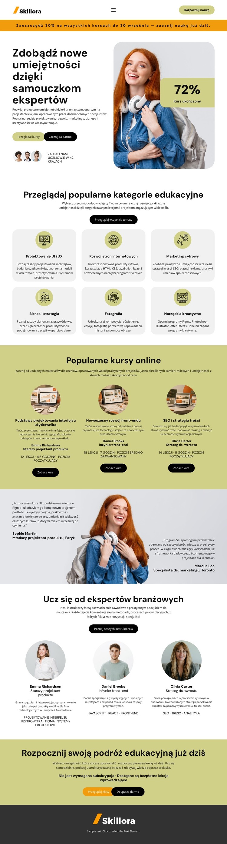 Samouczek Nauka online Szablon HTML
