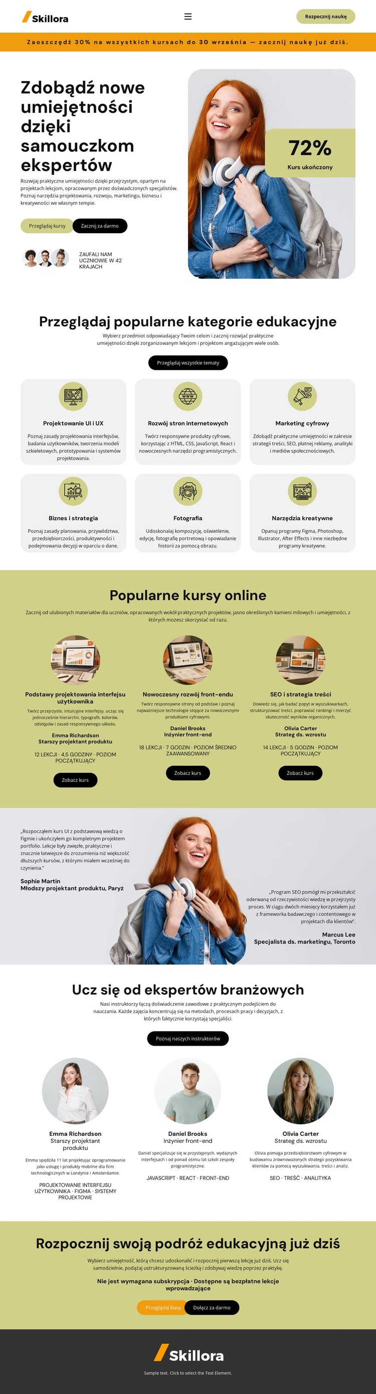 Samouczek Nauka online Szablon witryny sieci Web