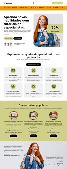 Tutorial de Aprendizagem Online Modelos HTML