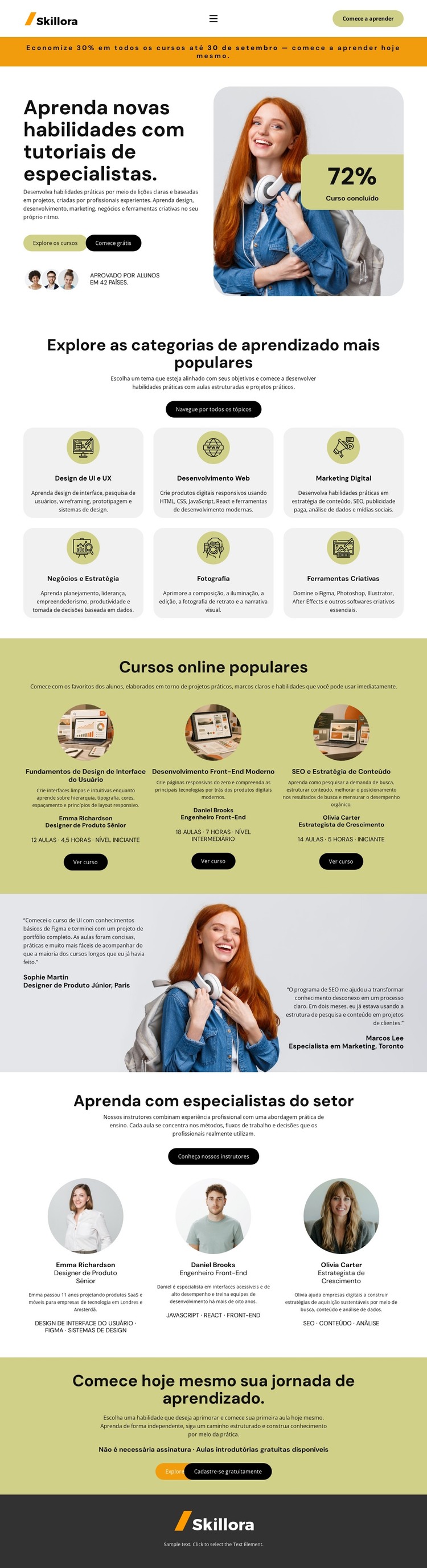 Tutorial de Aprendizagem Online Modelo HTML