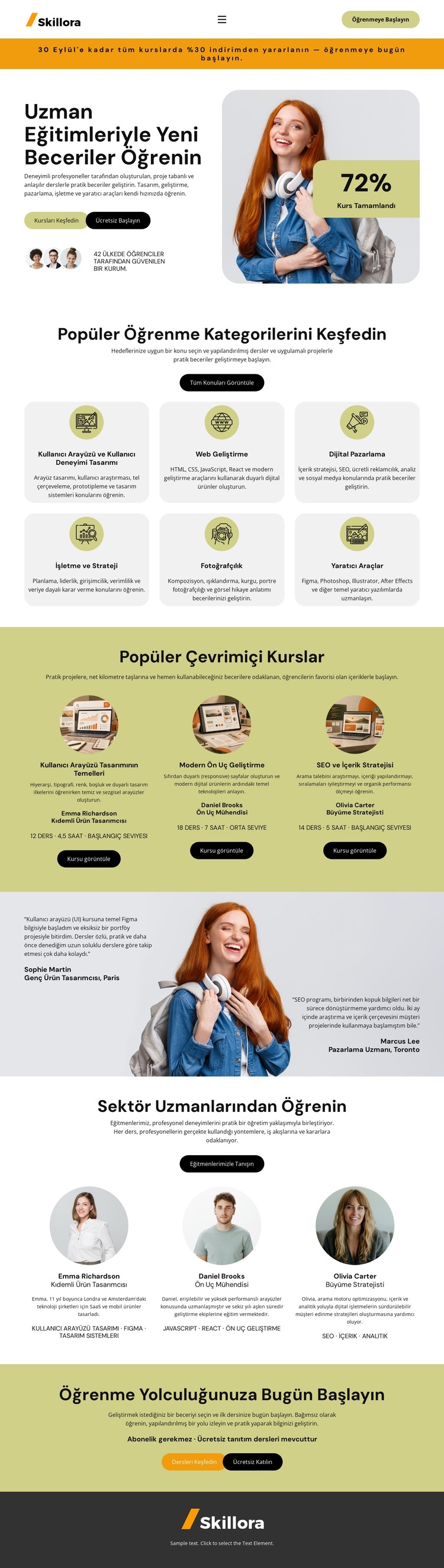 Çevrimiçi Öğrenme Rehberi Web Sitesi Şablonu