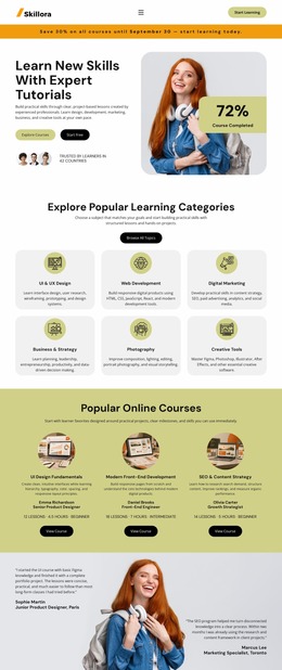 Tutorial Online Learning Website Mockups