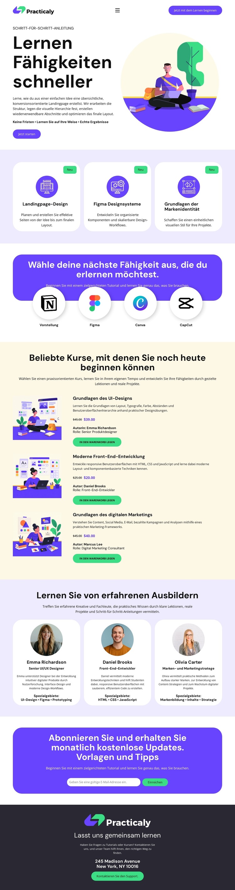 Online-Bildungs-Tutorial Website-Vorlage