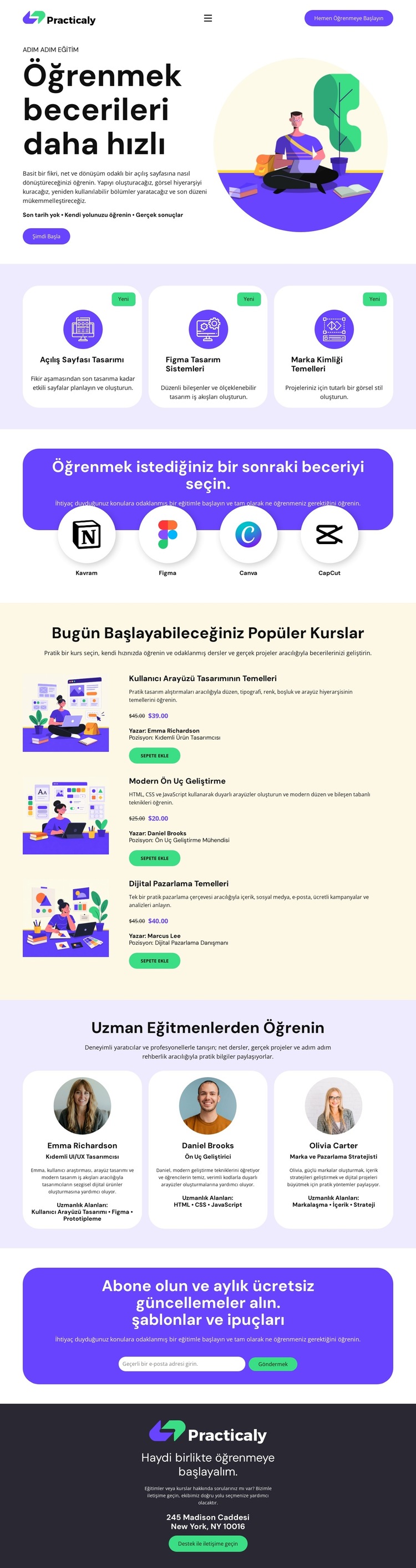 Çevrimiçi Eğitim Rehberi Web Sitesi Şablonu
