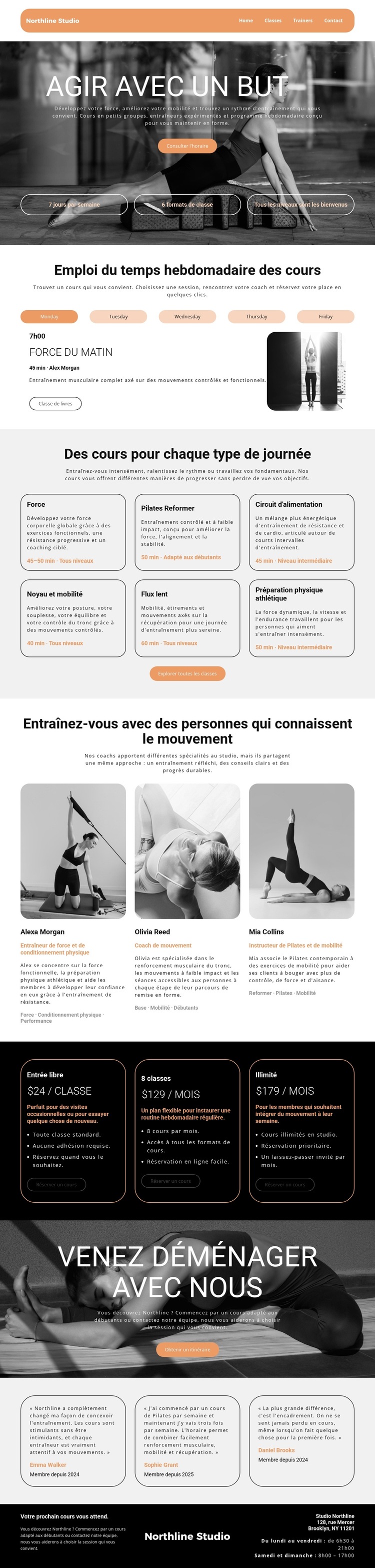 Emploi du temps hebdomadaire des cours Modèle de site Web