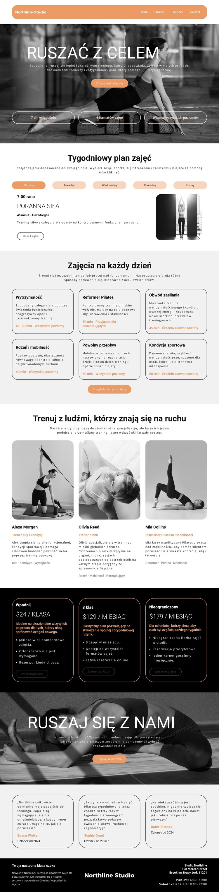 Tygodniowy plan zajęć Szablon HTML