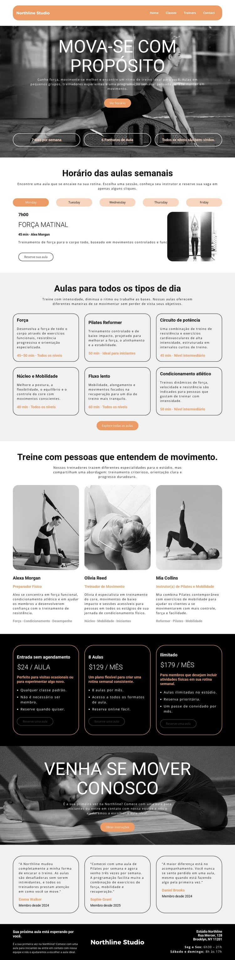 Horário das aulas semanais Modelo de site