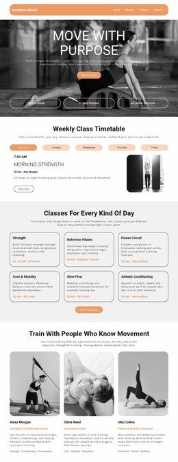 Weekly Class Timetable Website Mockups