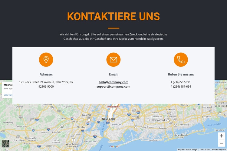 Adresse und E-Mail Website design