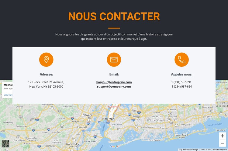 Adresse et email Conception de site Web