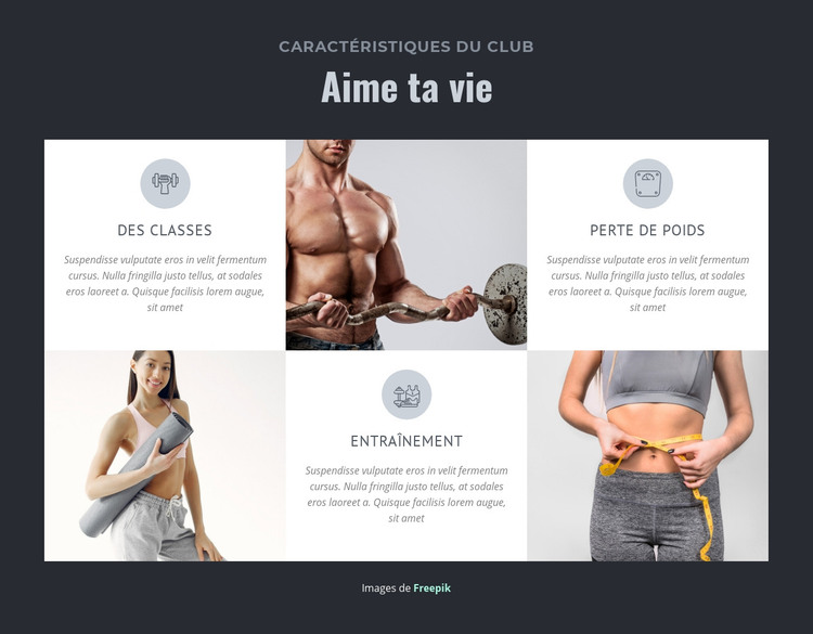 Avantages de faire de l'exercice dans une salle de sport Modèle HTML