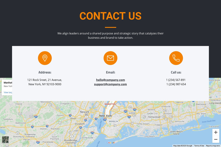 Address and email Homepage Design