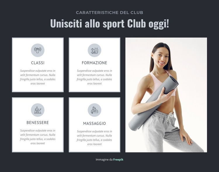 Stile di vita sano e club sportivo Costruttore di siti web HTML