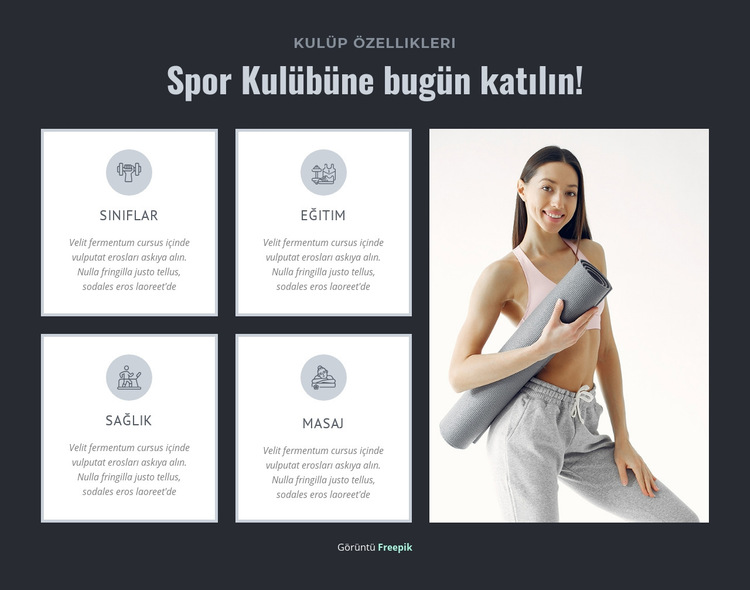 Sağlıklı yaşam ve spor kulübü Web Sitesi Şablonu