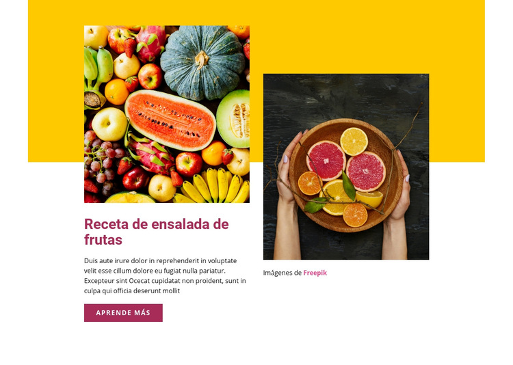 Receta de ensalada de frutas Plantilla de sitio web