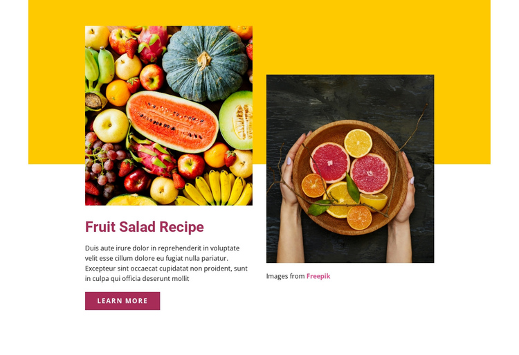 Fruit salad recipe One Page Template