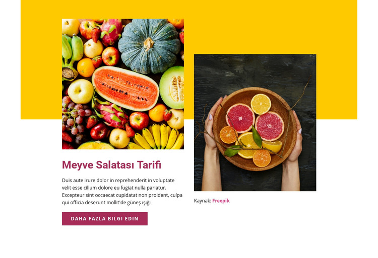 Meyve salatası tarifi HTML Şablonu