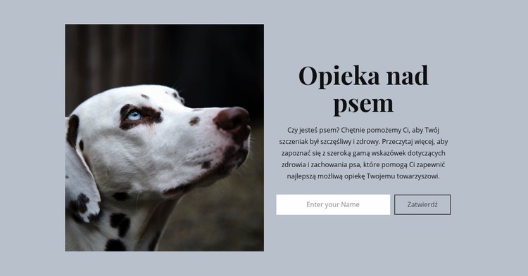 Opieka nad psem Makieta strony internetowej