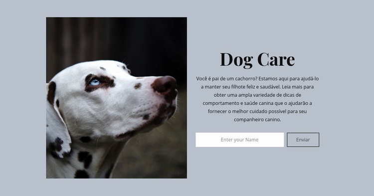 Cuidado do cão Design do site