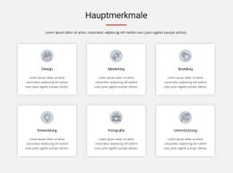 Hauptmerkmale CSS-Vorlage
