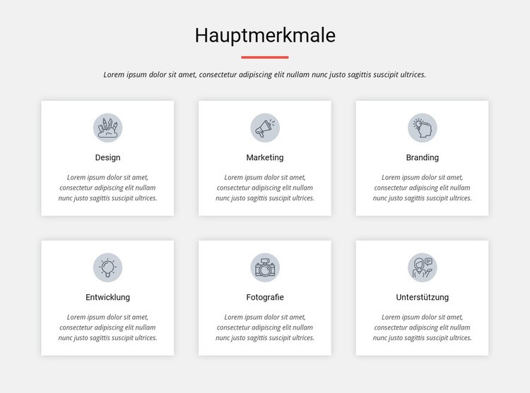 Hauptmerkmale HTML5-Vorlage