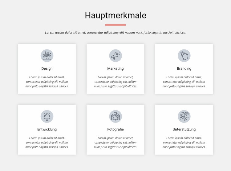 Hauptmerkmale Website Builder-Vorlagen