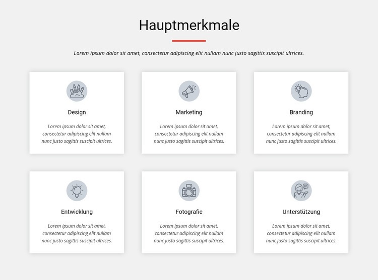 Hauptmerkmale Website design