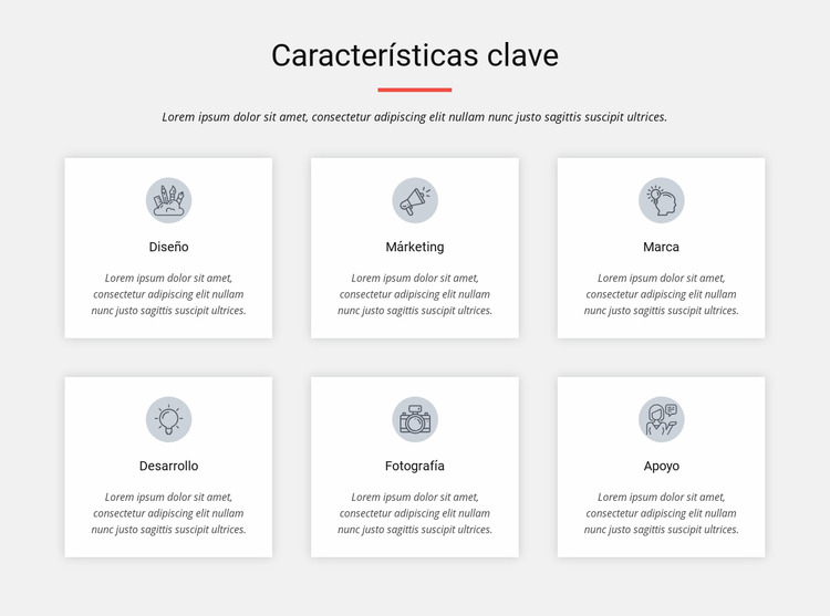 Características clave Plantilla Joomla