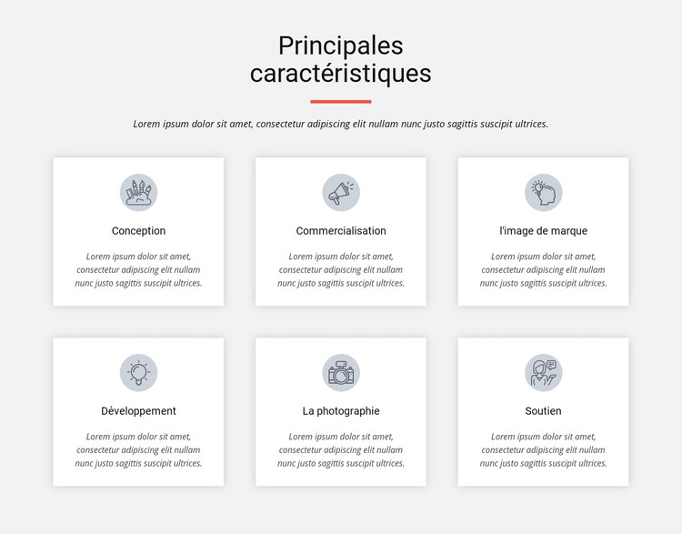 Principales caractéristiques Modèle CSS