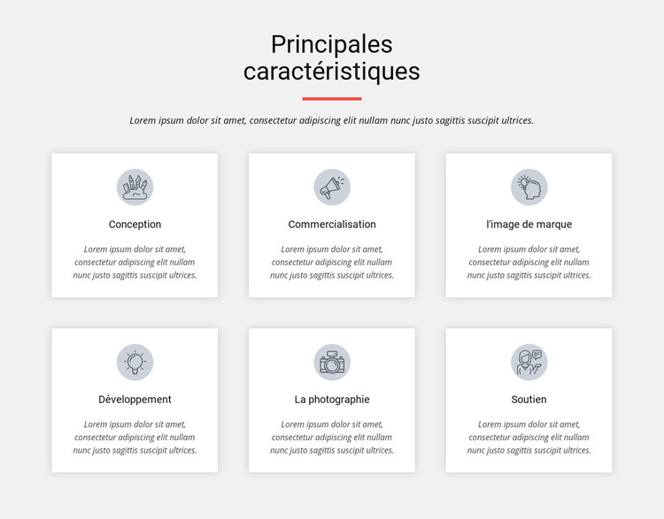 Principales caractéristiques Modèle HTML