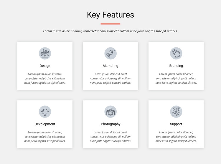 Key features Homepage Design