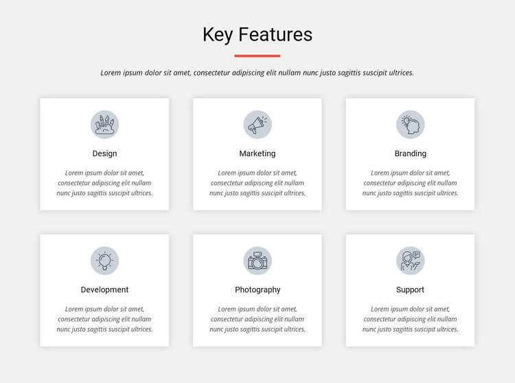 Key features HTML Template