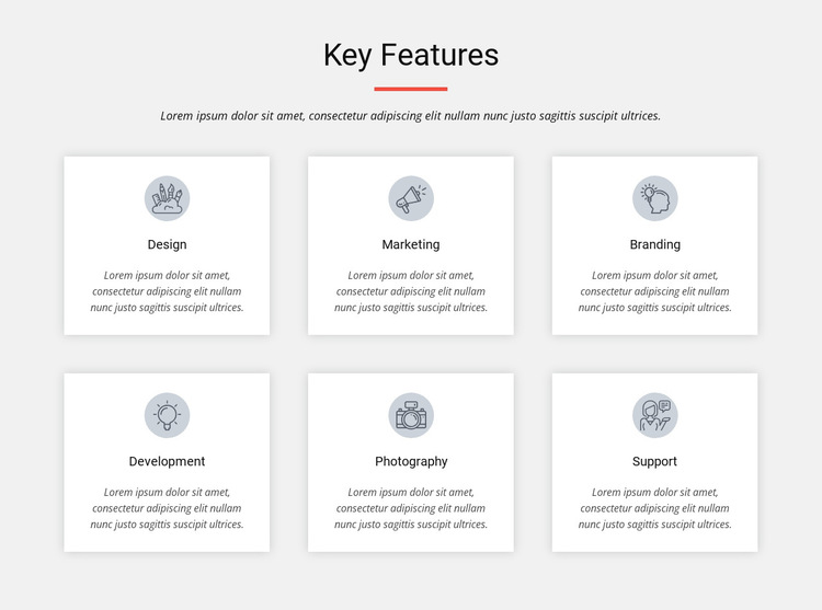 Key features HTML5 Template