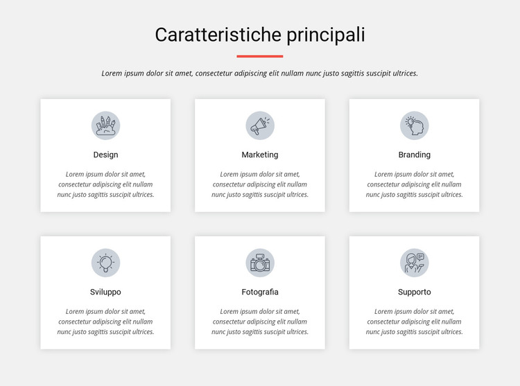 Caratteristiche principali Modello HTML