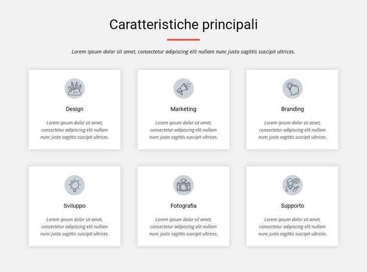 Caratteristiche principali Pagina di destinazione