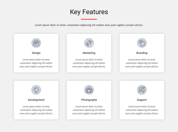 Key features One Page Template