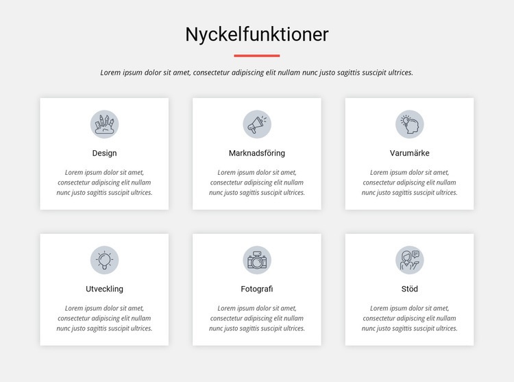 Nyckelfunktioner HTML-mall