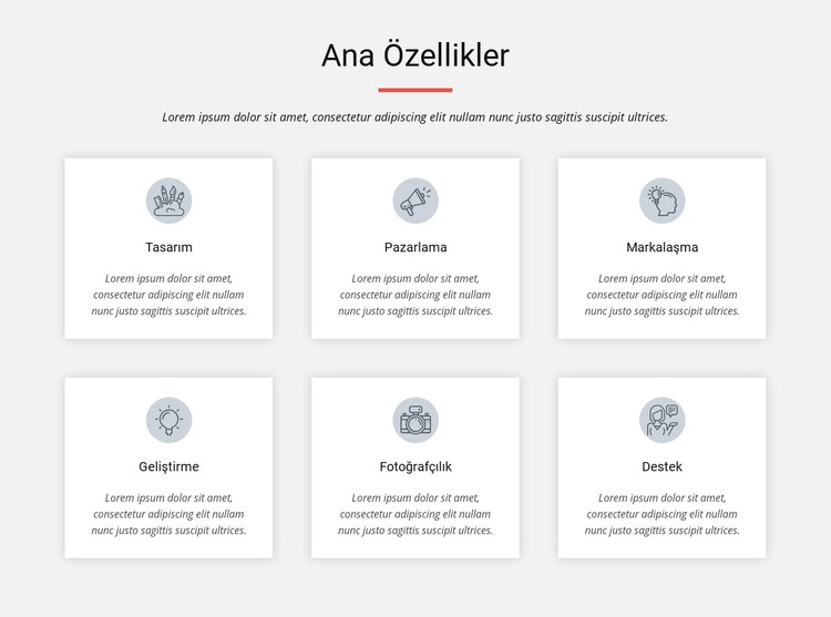 Ana Özellikler CSS Şablonu