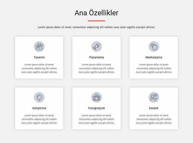 Ana Özellikler HTML5 Şablonu