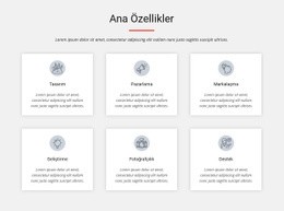 Ana Özellikler - Tek Sayfalık Şablon Ilhamı