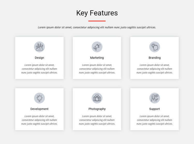 Key features Website Mockup