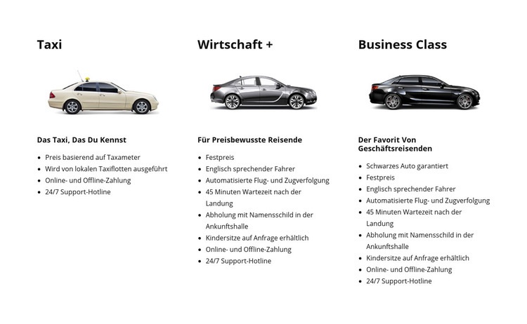 Taxi und Autoservice Website-Modell
