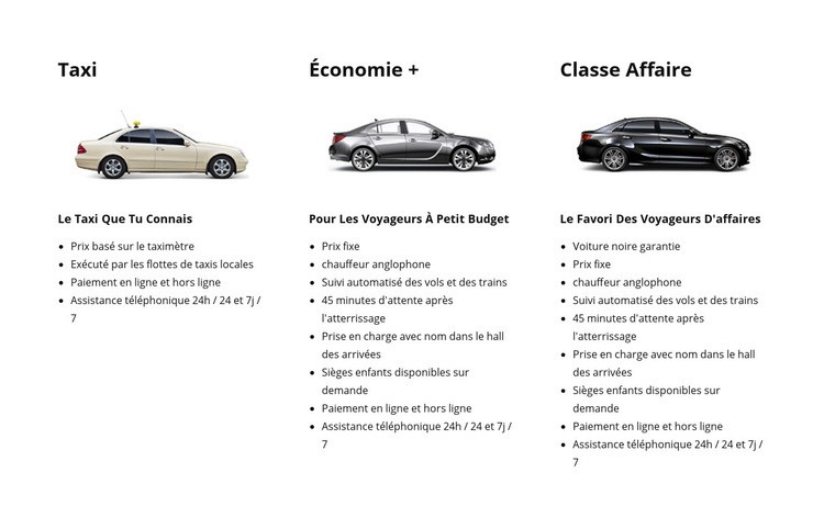 Service de taxi et de voiture Maquette de site Web