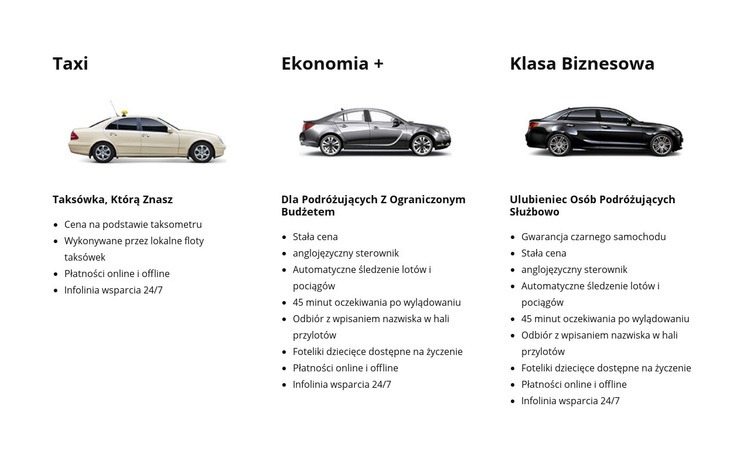 Taxi i serwis samochodowy Szablony do tworzenia witryn internetowych